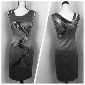 🆕 Signature by Sangria Dress. Gray Sequin Sz
